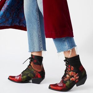 Free People Grove Lace-Up Western Ankle Boots